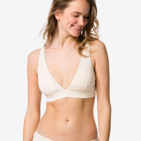 HEMA Damesbikinitop Liv triangel broderie creme (creme) | HEMA