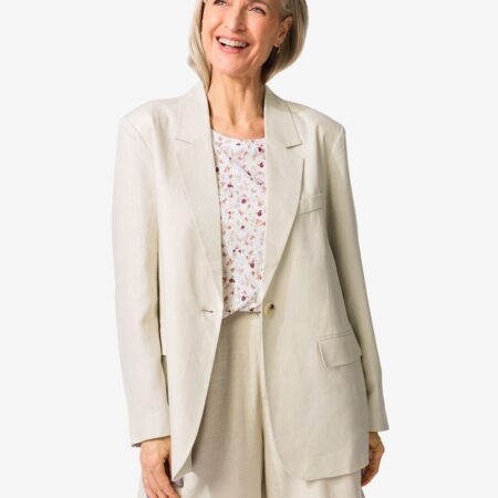 HEMA Damesblazer Isla met linnen zand (zand) | HEMA