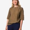 HEMA Damesblouse Bay strepen middenbruin (middenbruin) | HEMA