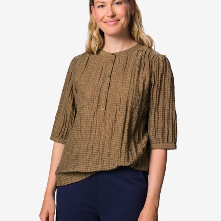 HEMA Damesblouse Bay strepen middenbruin (middenbruin) | HEMA