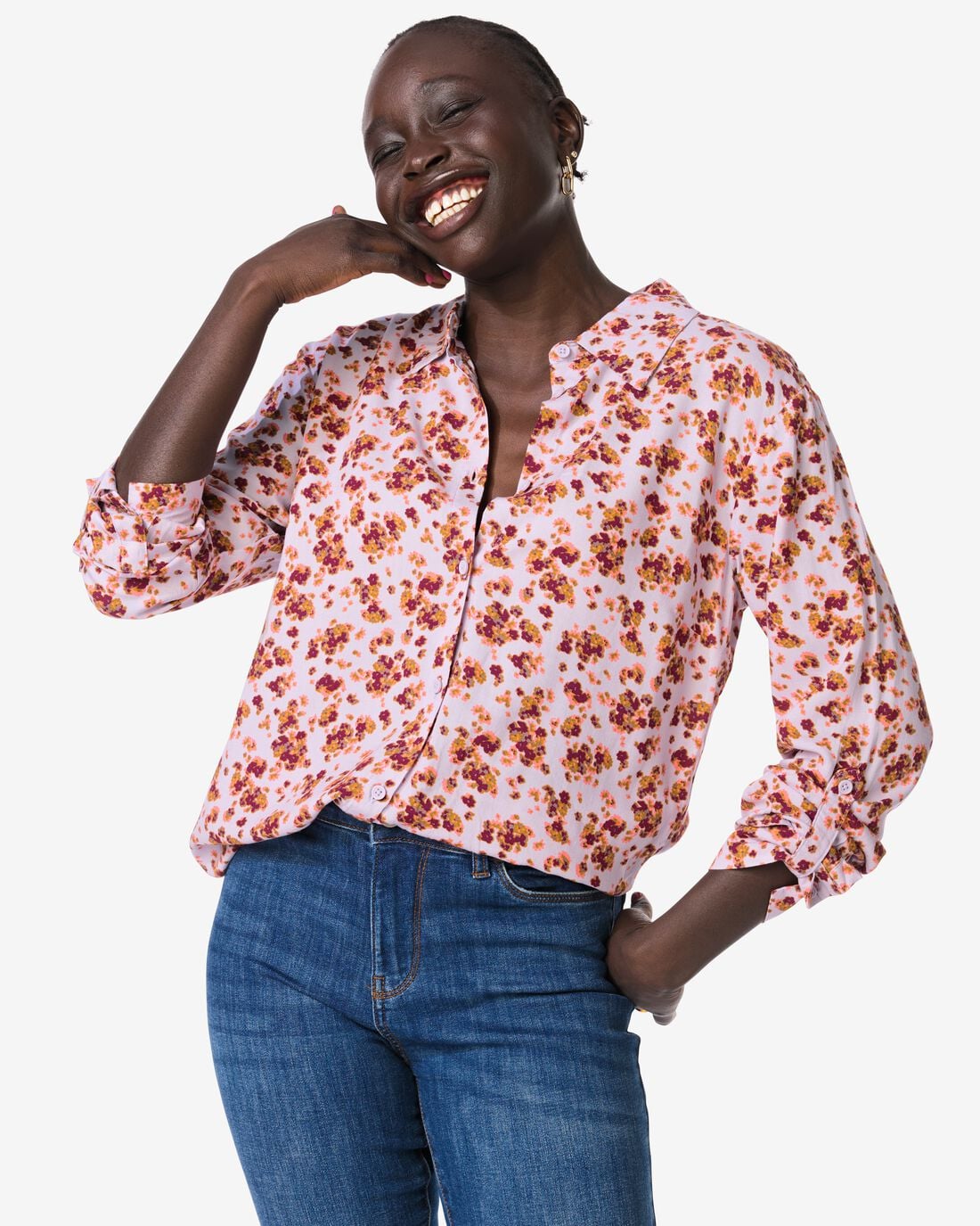 HEMA Damesblouse Bobbie bloemen lila (lila) | HEMA