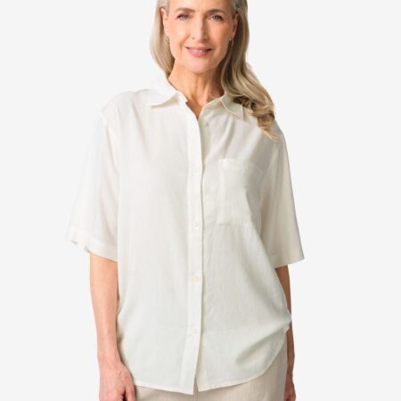 HEMA Damesblouse Lizzy met linnen wit (wit) | HEMA