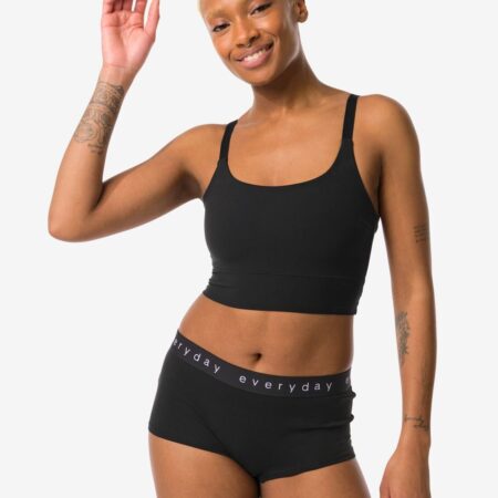 HEMA Damesboxer katoen everyday tailleband zwart (zwart) | HEMA
