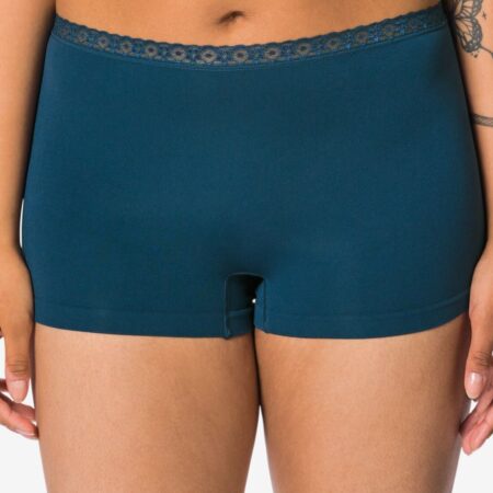 Damesboxer naadloos micro met kant donkerblauw