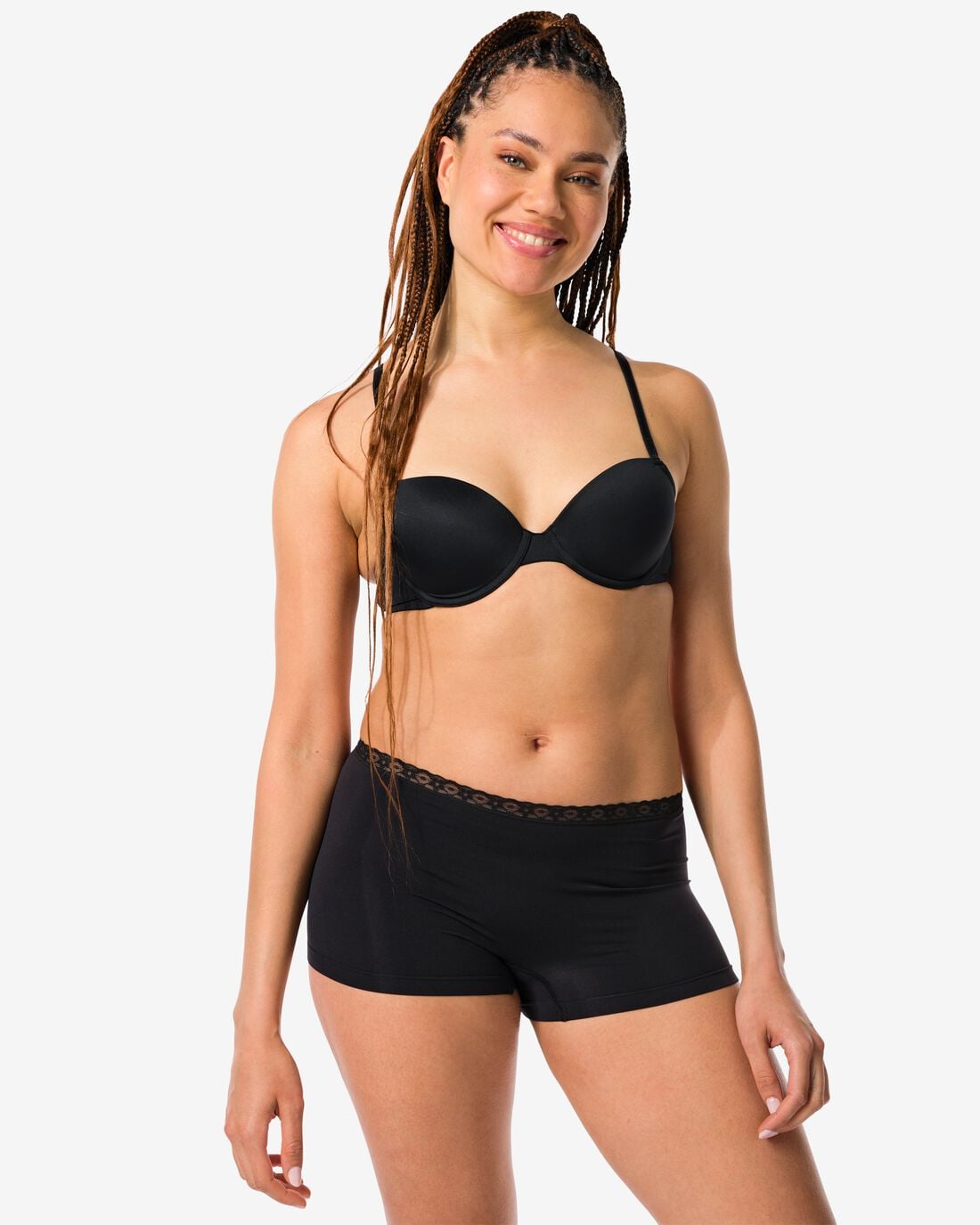 HEMA Damesboxer naadloos micro met kant zwart | HEMA