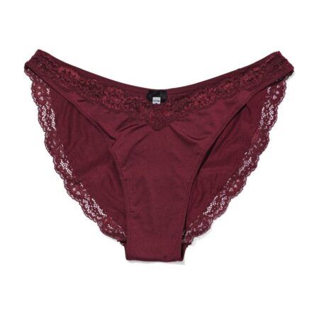 HEMA Damesbrazilian hoge beenuitsnede micro met kant donkerrood (donkerrood) | HEMA