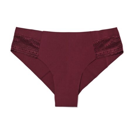 HEMA Damesbrazilian micro met kanten inzet donkerrood (donkerrood) | HEMA