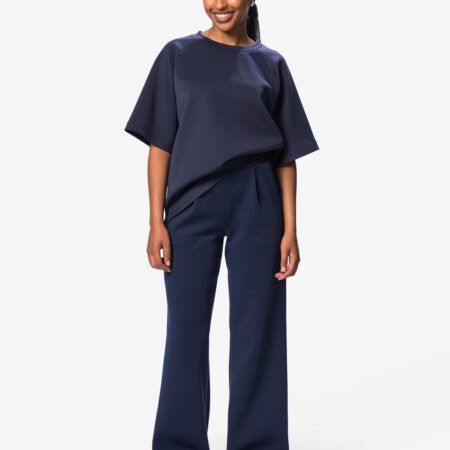HEMA Damesbroek Elly regular fit jersey donkerblauw (donkerblauw) | HEMA