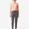 HEMA Damesbroek Mila regular fit jersey bladeren zwart/wit (zwart/wit) | HEMA