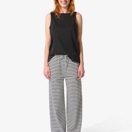 HEMA Damesbroek Noel wide leg strepen zwart (zwart) | HEMA