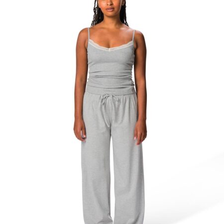 Damesbroek wide fit jersey grijsmelange