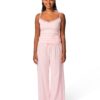 Damesbroek wide fit jersey lichtroze