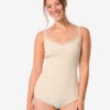 HEMA Dameshemd katoen rib spaghettibandjes met kant naturel (naturel) | HEMA