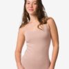 HEMA Dameshemd naadloos micro spaghettibandjes beige (beige) | HEMA