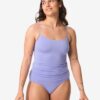 HEMA Dameshemd naadloos micro spaghettibandjes blauw (blauw) | HEMA