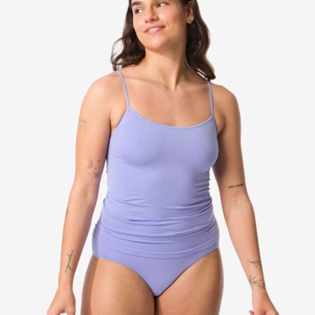 HEMA Dameshemd naadloos micro spaghettibandjes blauw (blauw) | HEMA