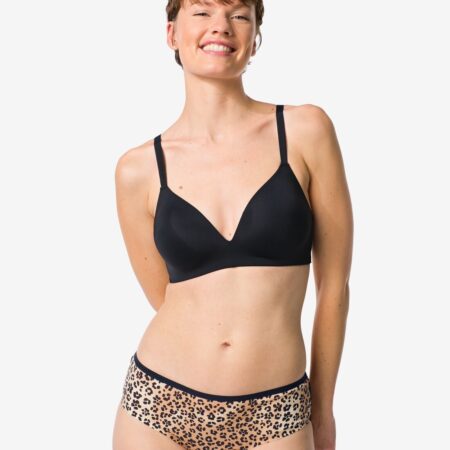 HEMA Dameshipster katoen met kant luipaard beige (beige) | HEMA