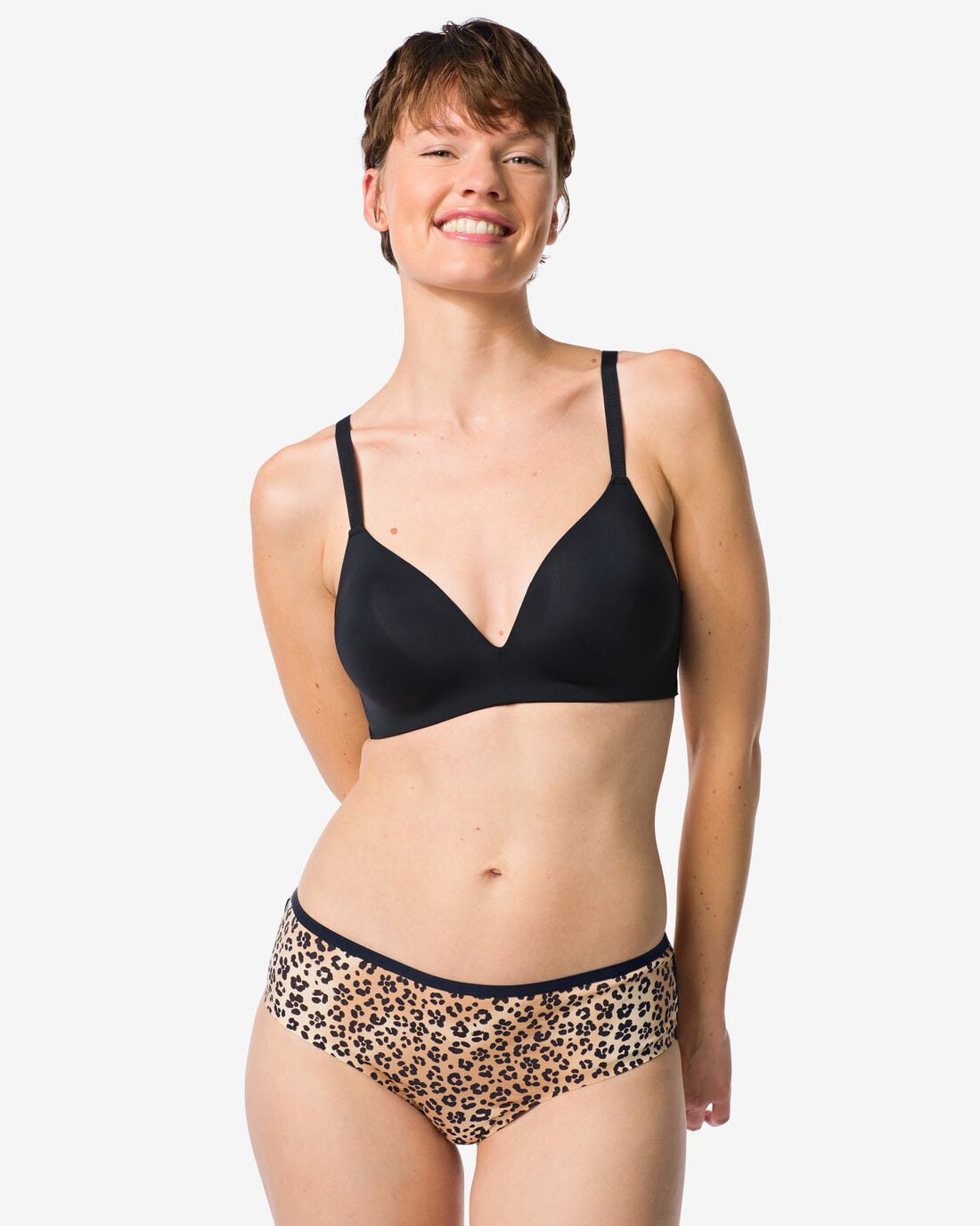 HEMA Dameshipster katoen met kant luipaard beige (beige) | HEMA