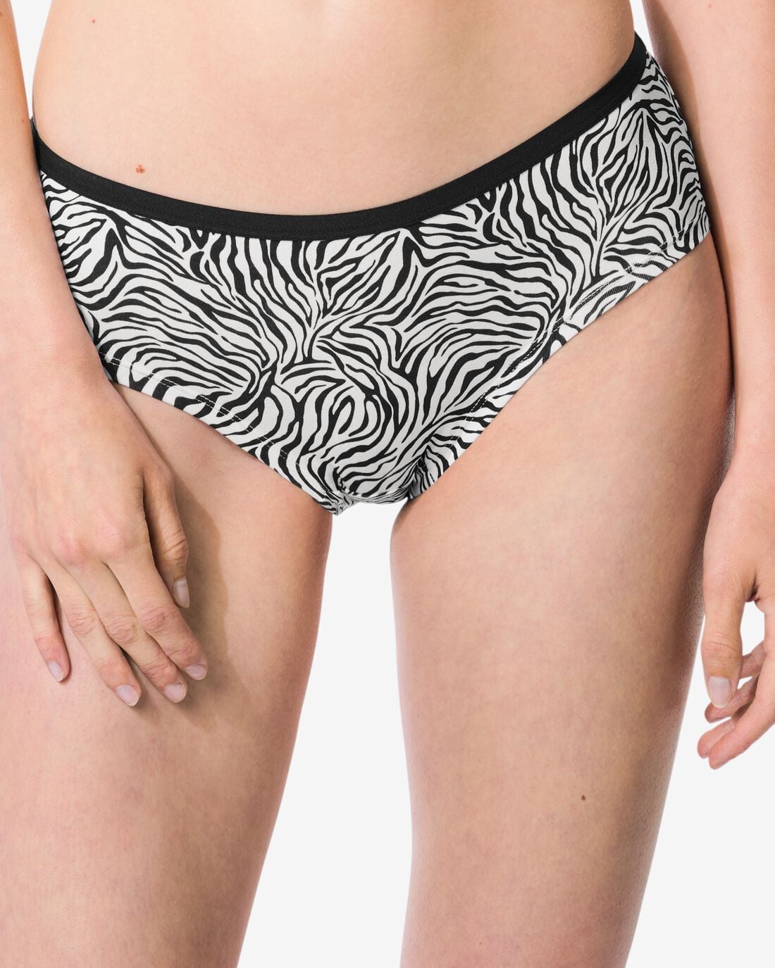 HEMA Dameshipsters katoen dier - 2 stuks zwart/wit (zwart/wit) | HEMA