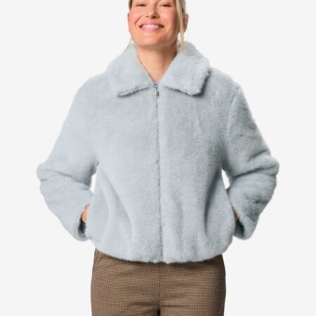 Damesjas Rafi bomber imitatiebont lichtgrijs