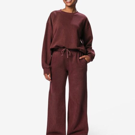 Damesjoggingbroek Esmee relaxed fit jersey bordeauxrood