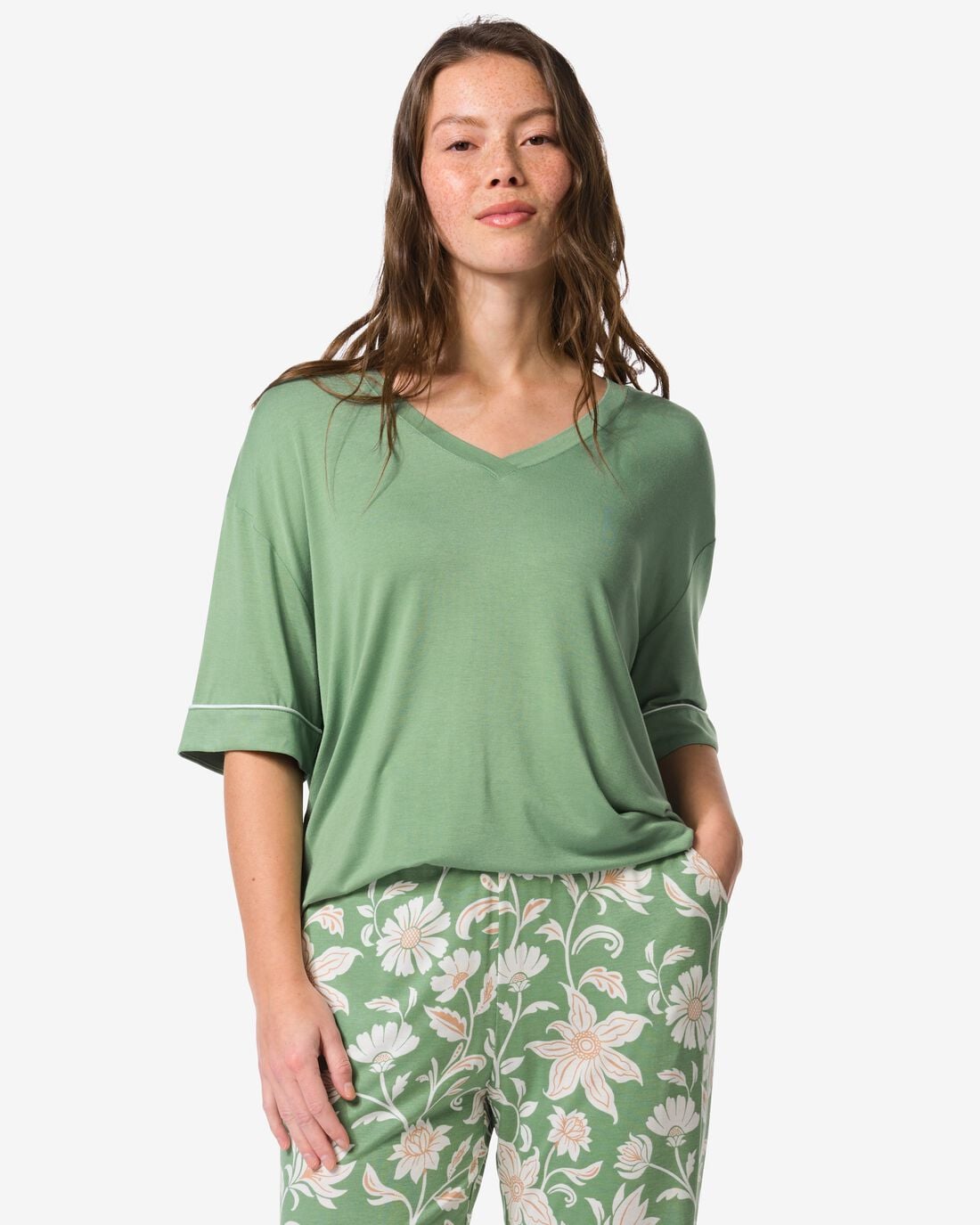 HEMA Damespyjamatop jersey groen (groen) | HEMA