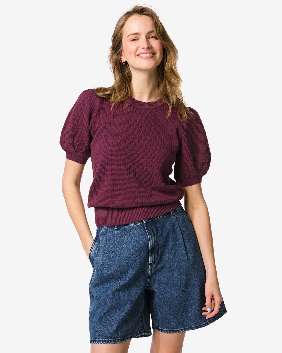 HEMA Damesshort wide fit denim middenblauw (middenblauw) | HEMA