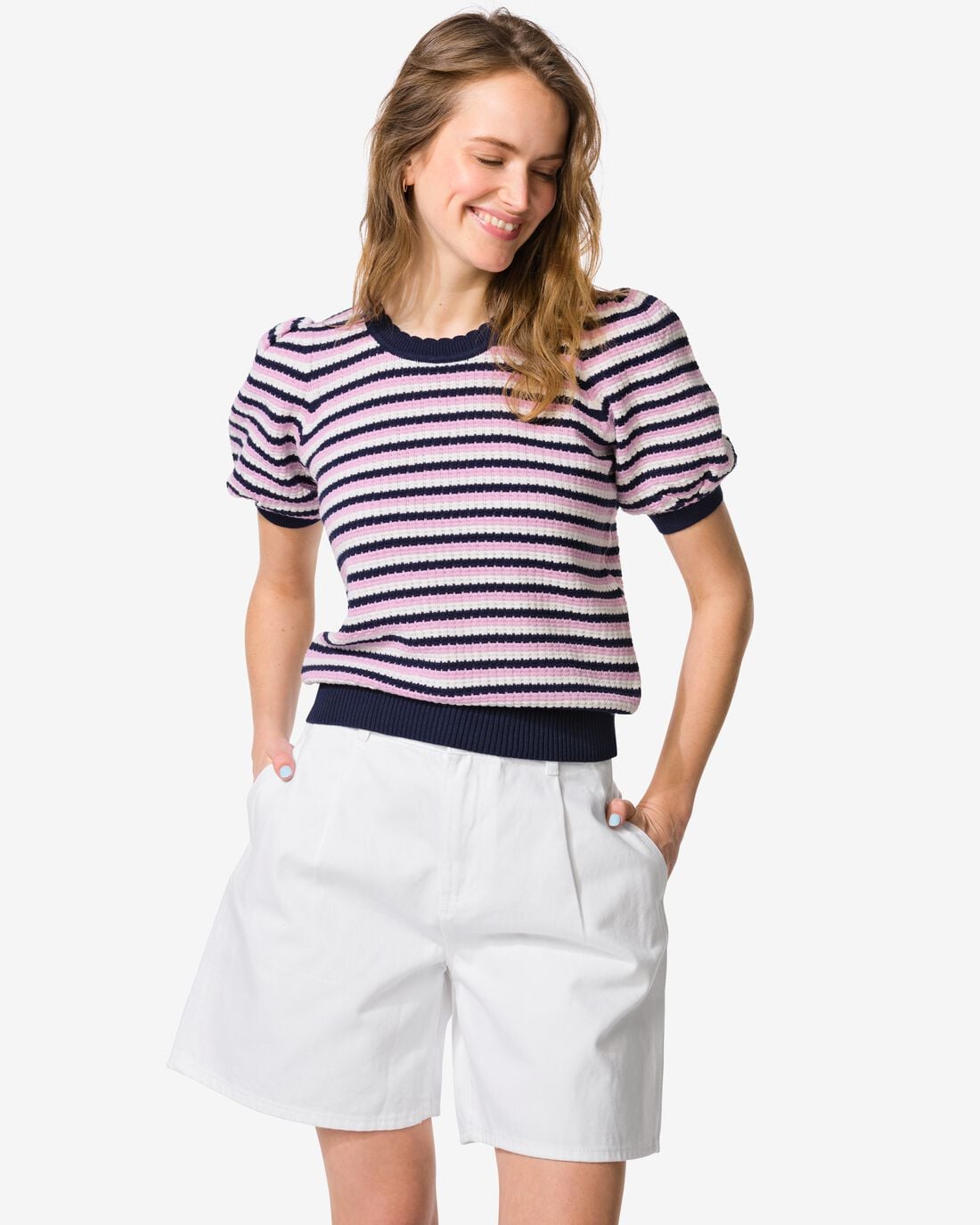 HEMA Damesshort wide fit denim wit (wit) | HEMA