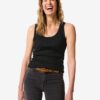 HEMA Damessinglet Anouk rib zwart | HEMA