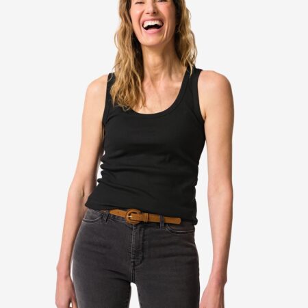 HEMA Damessinglet Anouk rib zwart | HEMA