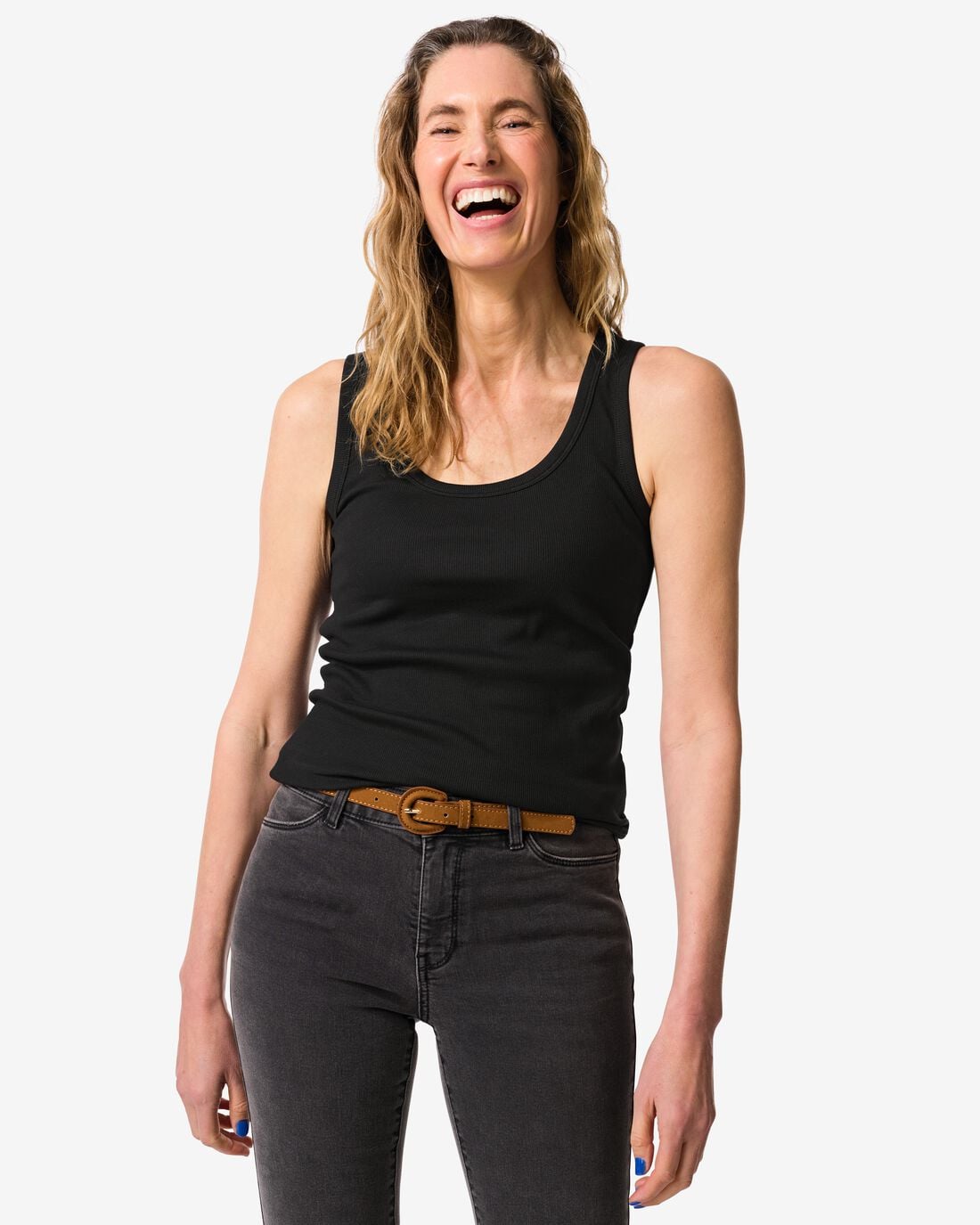HEMA Damessinglet Anouk rib zwart | HEMA
