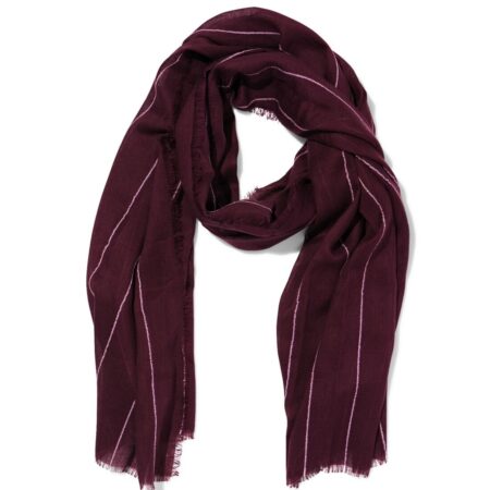 HEMA Damessjaal 80x185cm acryl strepen donkerrood-roze | HEMA