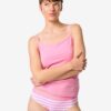 HEMA Damesslip katoen everyday tailleband strepen roze (roze) | HEMA
