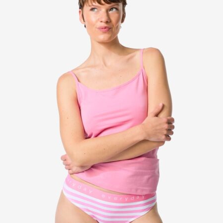 HEMA Damesslip katoen everyday tailleband strepen roze (roze) | HEMA
