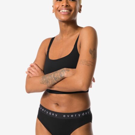 HEMA Damesslip katoen everyday tailleband zwart (zwart) | HEMA