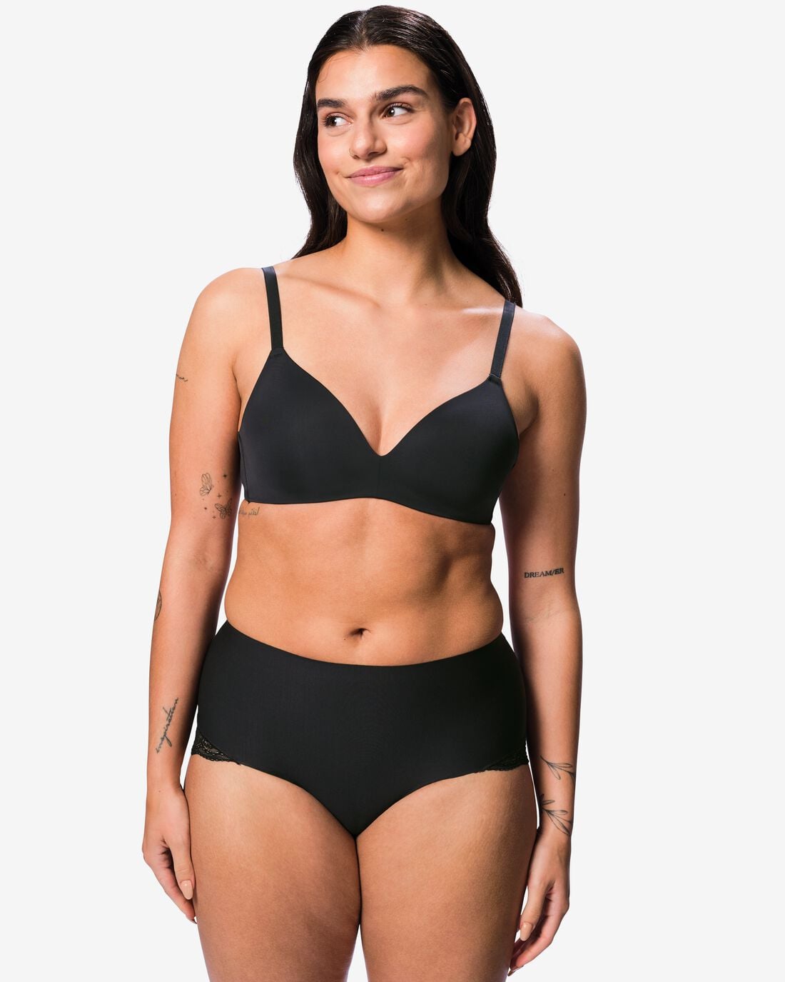 HEMA Damesslip medium corrigerend elastaan kant zwart (zwart) | HEMA