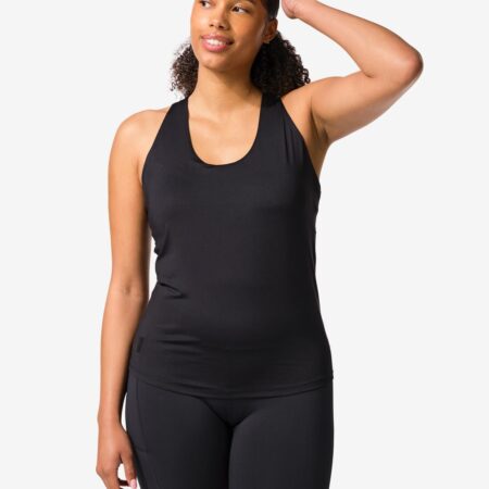 HEMA Damessporttop met ingebouwde bh light support zwart (zwart) | HEMA