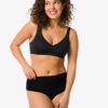 HEMA Damesstring hoge taille micro rib ultimate comfort zwart (zwart) | HEMA
