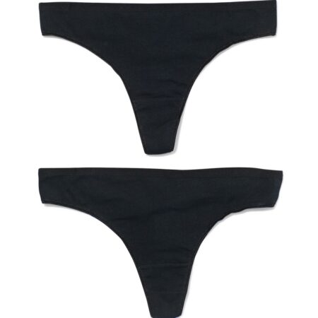 HEMA Damesstring katoen - 2 stuks zwart | HEMA