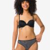 HEMA Damesstring katoen - 2 stuks zwart/wit (zwart/wit) | HEMA