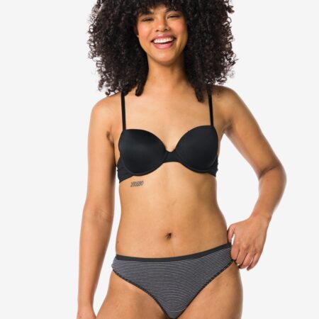 HEMA Damesstring katoen - 2 stuks zwart/wit (zwart/wit) | HEMA