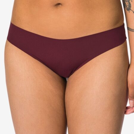 HEMA Damesstring micro lasercut met kant donkerrood (donkerrood) | HEMA