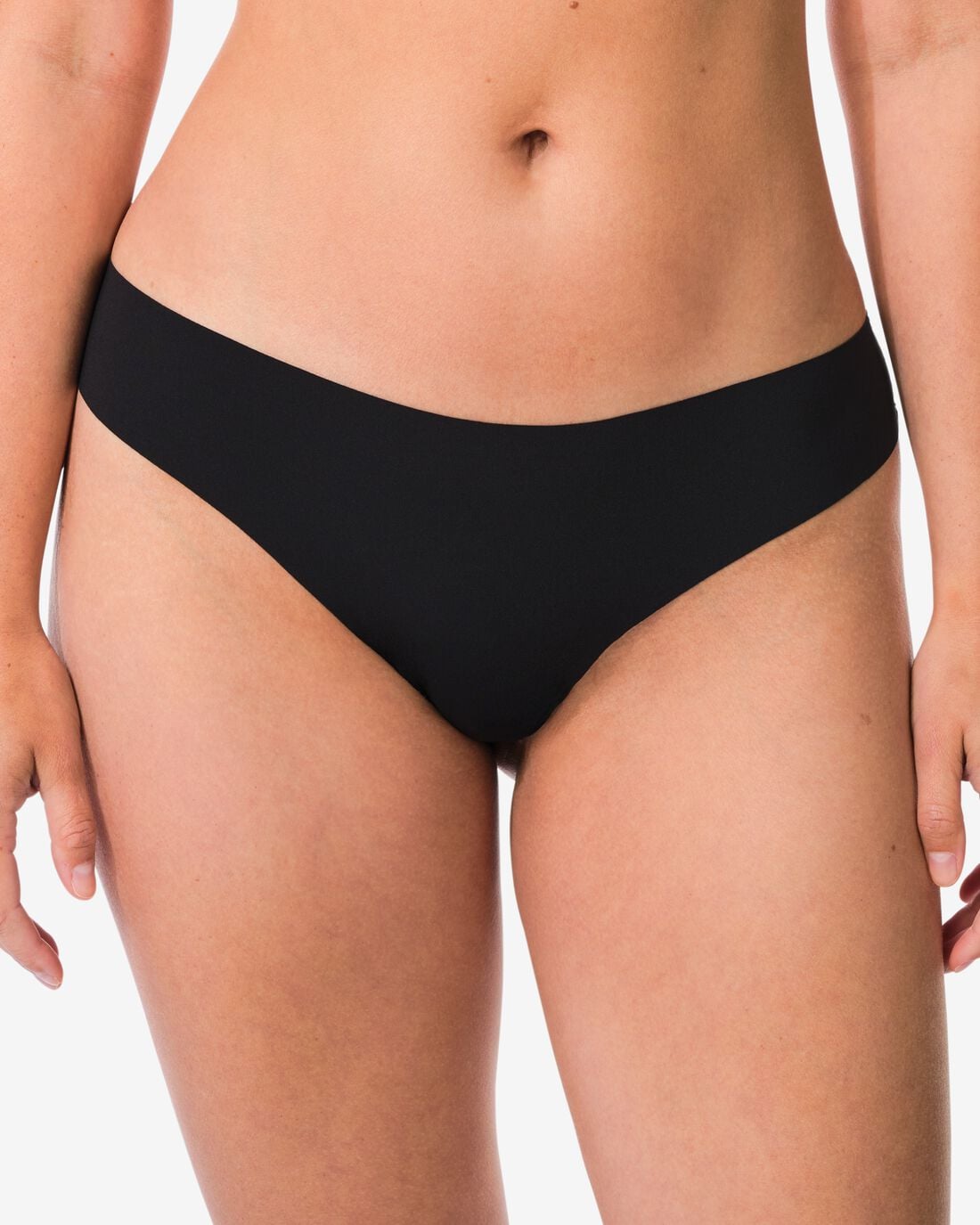 HEMA Damesstring micro lasercut met kant zwart | HEMA