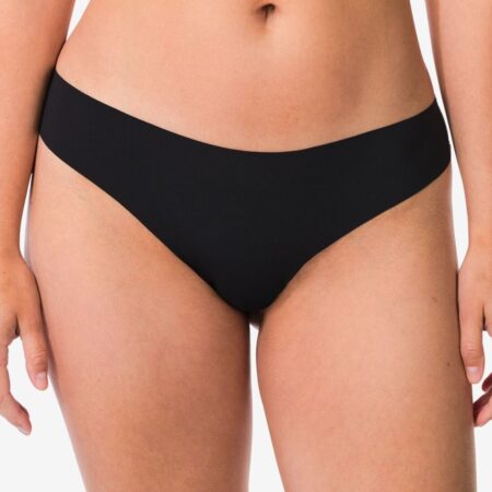 HEMA Damesstring micro lasercut met kant zwart | HEMA