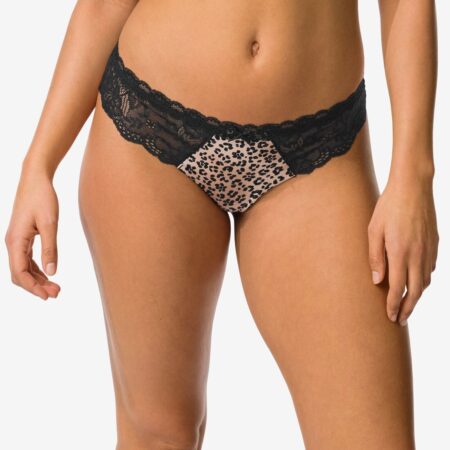 HEMA Damesstring micro met kant luipaard naturel (naturel) | HEMA