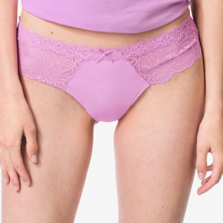 HEMA Damesstring micro met kant paars (paars) | HEMA