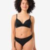 HEMA Damesstring naadloos micro met kant zwart (zwart) | HEMA