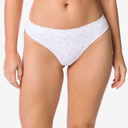 HEMA Damesstring naadloos rib bloemen wit (wit) | HEMA