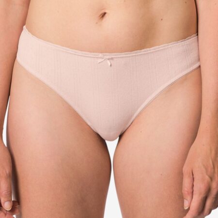 HEMA Damesstring pointelle katoen met kant lichtroze (lichtroze) | HEMA