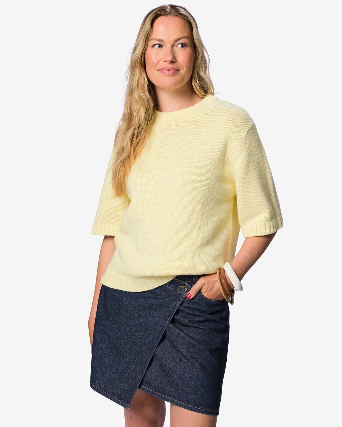 HEMA Damestrui Nadine fijngebreid geel (geel) | HEMA